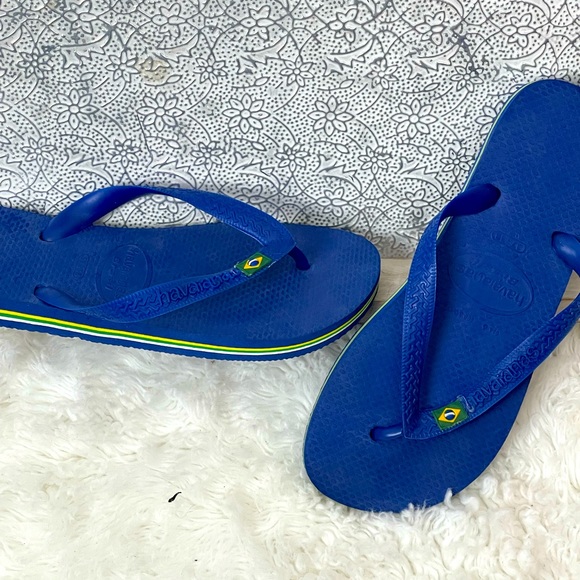 Havaianas Brazil Flip Flops Midnight Blue NWOT Size 37-38 - Picture 1 of 6